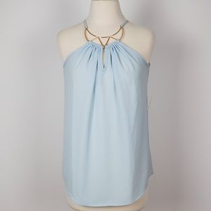 Women's Blouse Spaghetti Strap Color Blue Top